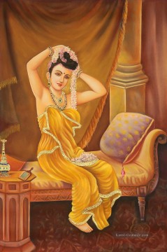 A Nair Frau Schmückt als sie selbst Indian Ölgemälde